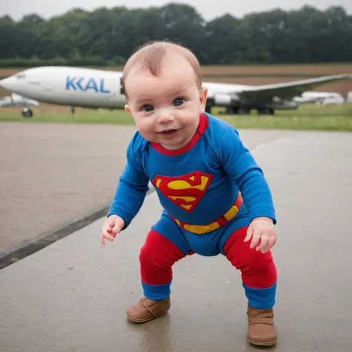 Prompt: Baby Kal EL landing Kent