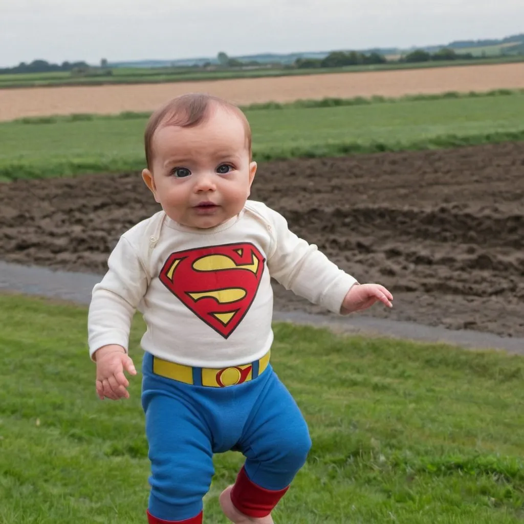 Prompt: Baby Kal EL landing Kent