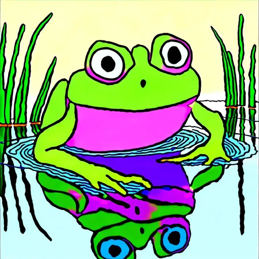 Prompt: <mymodel> frog, detailed, illuminated, pond, unter water