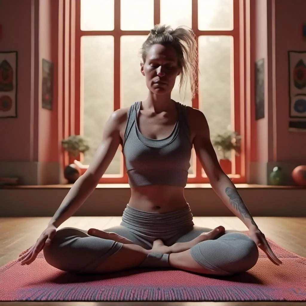 Prompt: <mymodel>woman training yoga, high detail, 3d render blender