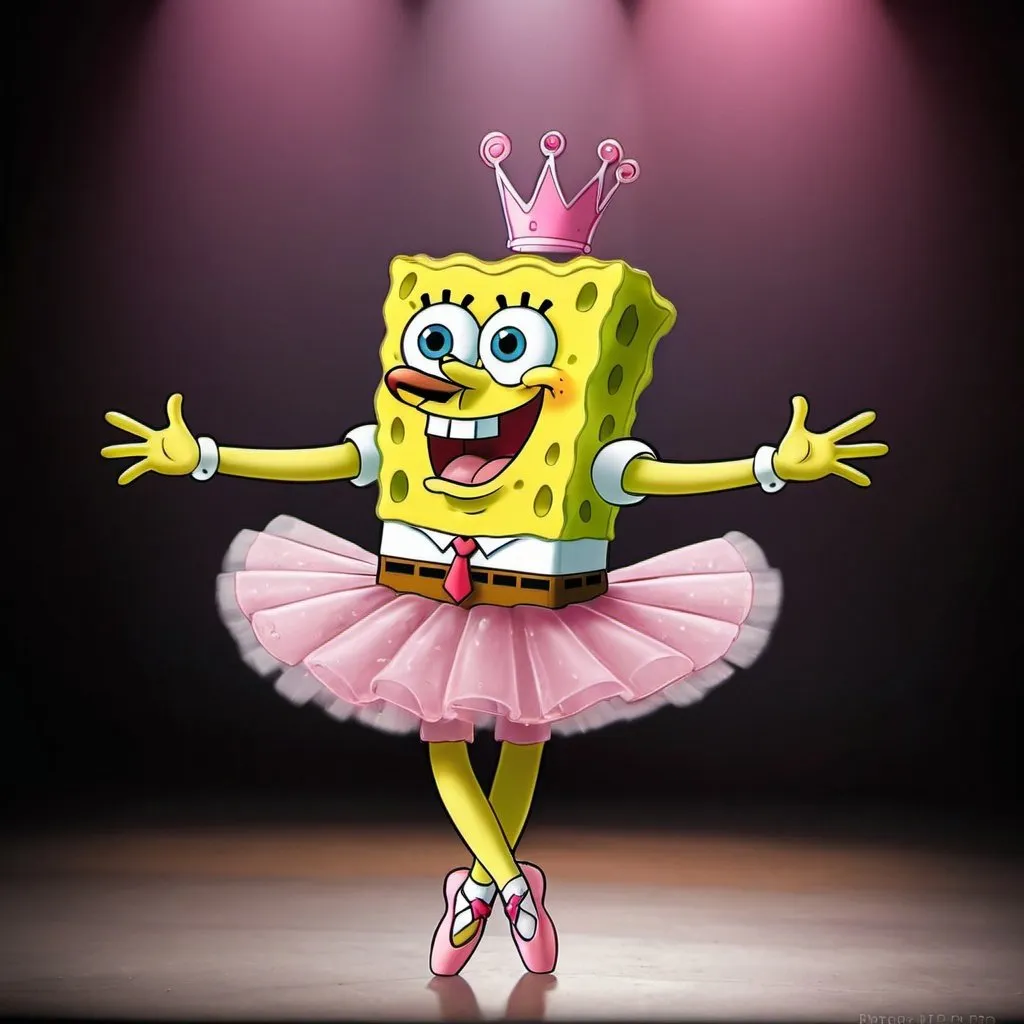 Prompt: make spongebob as a ballerina dancing around 