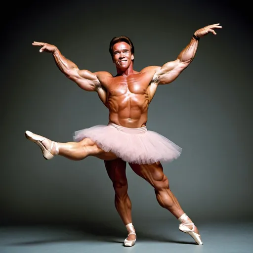 Prompt: make arnold schwarzenegger as a ballerina dancing around 