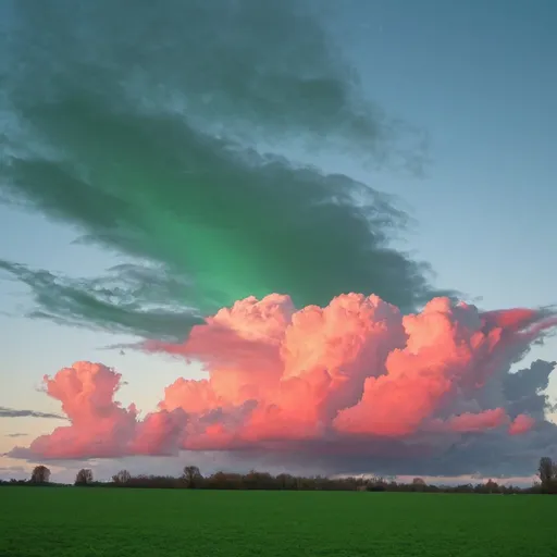 Prompt: ciel rouge avec nuages verts