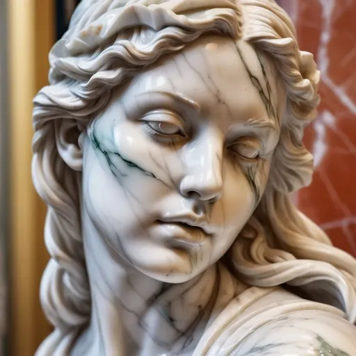 Prompt: Picturesque marble statue of a beautiful woman, colorful,  photo realism 