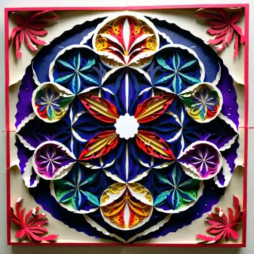 Prompt: Flower of life, abstract, symmetrical, colorful, ancient