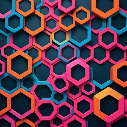 Prompt: Create an image featuring a stylized hexagonal design with vibrant colors, including shades of pink, blue, and orange. The design should have a dynamic and modern feel, with elements that suggest motion, such as trailing lines or dots. Include the text 'first line TRENDY FUSION' second line "BE WIYH YOU" in a bold and contemporary font style, set against a dark background to make the colors pop. Ensure the final image has a 4K resolution for high-quality detail and clarity.