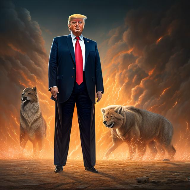 Prompt: Full body Portrait of (trump), (alpha}, perfect composition, hyperrealistic, super detailed, 8k, high quality, trending art, trending on artstation, sharp focus, studio photo, intricate details, highly detailed, by greg rutkowski