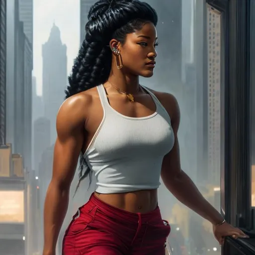 Prompt: Full body Portrait of (Keke Palmer) , (submitting}, perfect composition, hyperrealistic, super detailed, 8k, high quality, trending art, trending on artstation, sharp focus, studio photo, intricate details, highly detailed, by greg rutkowski