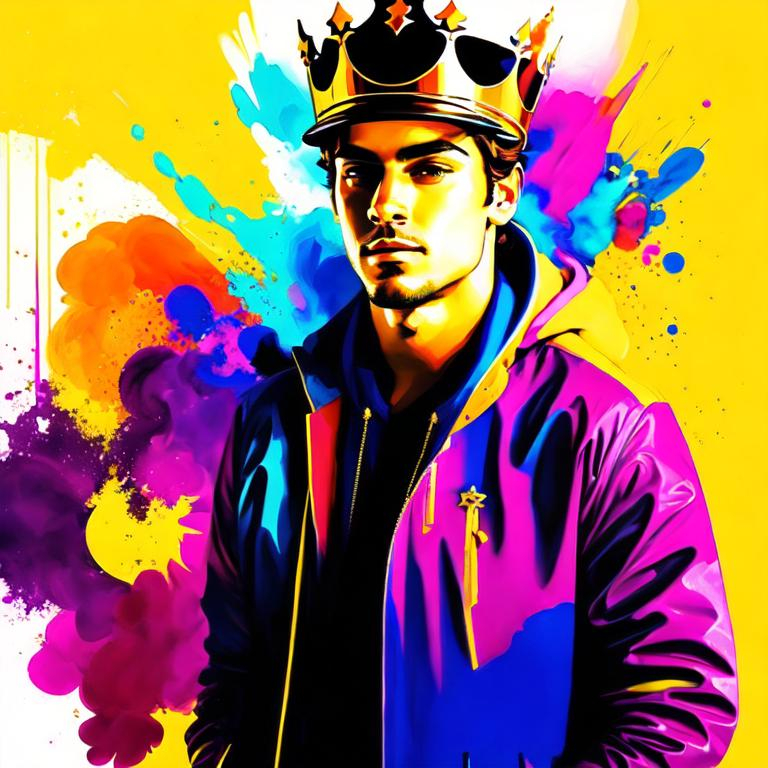 Prompt: Psychedelic Pop Art king crown 
