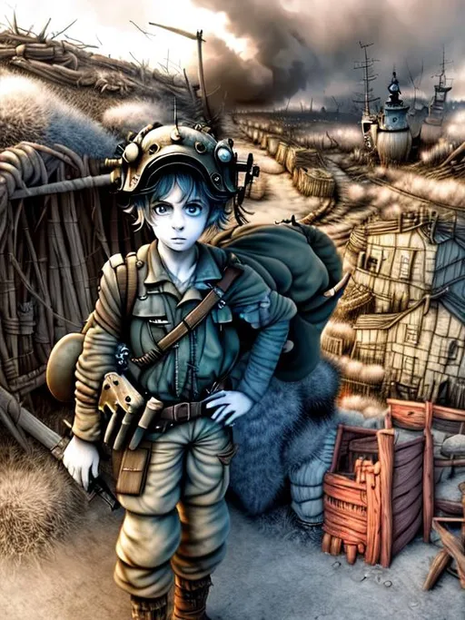 Prompt:  painting By Tim burton in war

