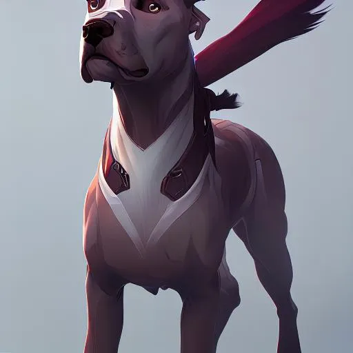 Prompt: Pitbull female dog who represent strength and leadership Futuristic style