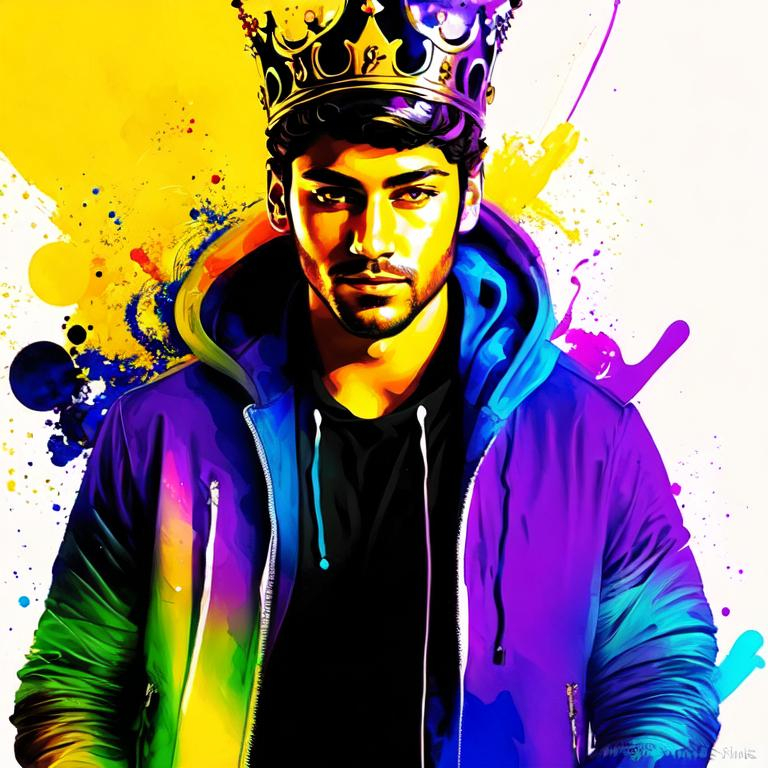 Prompt: Psychedelic Pop Art king crown 
