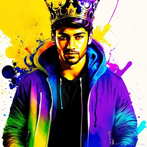 Prompt: Psychedelic Pop Art king crown 
