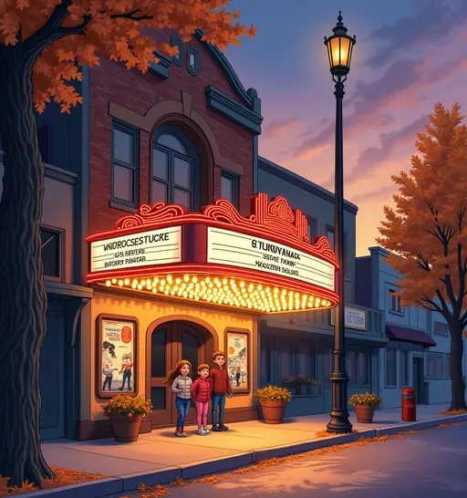 Prompt: SMALL TOWN MOVIE THEATRE

