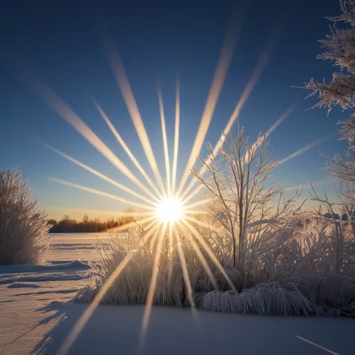 Prompt: Frozen sun with rays 