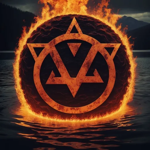 Prompt: 666 symbol inside the lake of flames