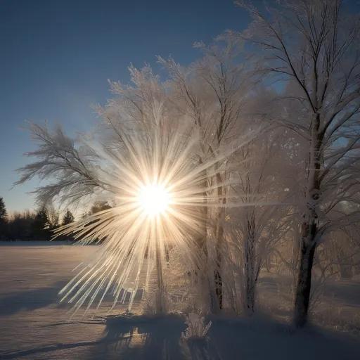 Prompt: Frozen sun with rays 