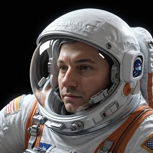 Prompt: astronaut in EVA spacesuit, close-up of head and shoulders, realistic materials, detailed reflections, high quality, photorealistic, EVA spacesuit, astronaut, close-up, detailed visor, realistic lighting, professional rendering, space theme, detailed textures, professional, detailed reflections, atmospheric lighting