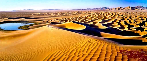 Prompt: Ica Desert, Ica Region, Peru

The Ica Desert is a mysterious and fascinating region in southern Peru, famous for its mysterious Nazca geoglyphs. These giant drawings on the ground, created by an ancient civilization, are visible only from the air and remain the subject of scientific debate and admiration to this day.

The Huacachina Oasis is a desert gem surrounded by enormous sand dunes. It is popular among sandboarders and buggy enthusiasts. The picturesque lagoon in the center of the oasis creates a surreal contrast to the surrounding sands.