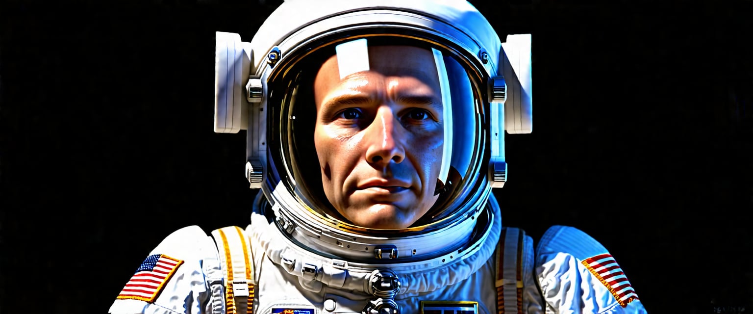 Prompt: astronaut in EVA spacesuit, close-up of head and shoulders, realistic materials, detailed reflections, high quality, photorealistic, EVA spacesuit, astronaut, close-up, detailed visor, realistic lighting, professional rendering, space theme, detailed textures, professional, detailed reflections, atmospheric lighting