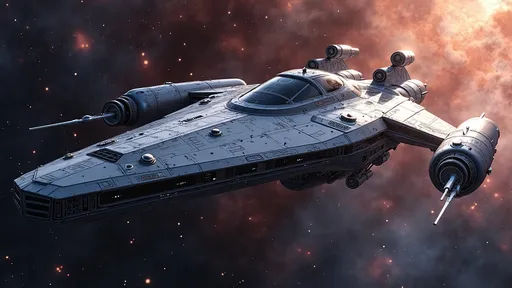 Prompt: Gleaming starship, metallic sheen, intricate design details, reflecting distant stars, flanked by starboard drone, preparing for hyperspace leap, dramatic cosmic backdrop, vibrant nebula colors, starlit galaxy, ultra-detailed, sci-fi masterpiece, high depth, dynamic lighting, emphasizing the ship's sleek form and technological sophistication, evoking a sense of adventure and exploration in the vast universe.