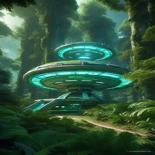 Prompt: Warp drive exploration of Tau Ceti 3, lush forest research station, indigenous culture observation, high-res, realistic, sci-fi, lush greenery, futuristic technology, alien civilization, detailed observation, human exploration, warp drive, research facility, advanced equipment, natural beauty, vibrant colors, scientific study, high-tech, futuristic, lush environment, detailed textures, realistic lighting