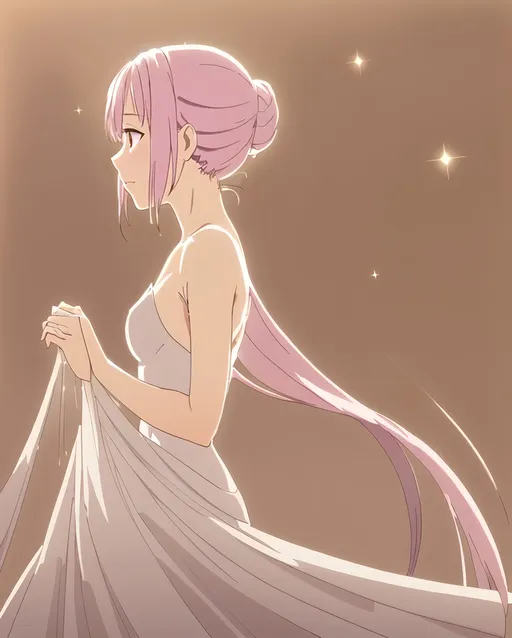 Prompt: A photorealistic image of a ballerina captured in mid-leap, draped in a luxurious white silk tutu that cascades elegantly around her. The warm color scheme bathes the scene in soft golden light, creating an ethereal glow that accentuates the delicate textures of her tutu. Her expression is focused yet serene, reflecting both concentration and a heightened sense of grace. Surrounding her, the background blends soothing pastel colors—gentle pinks and soft lavenders—adding to the harmonious atmosphere. Wisps of light seem to dance around her, further emphasizing her fluid motion, while a hint of dreamlike sparkle floats in the air, inviting the viewer into this tranquil, enchanting moment.