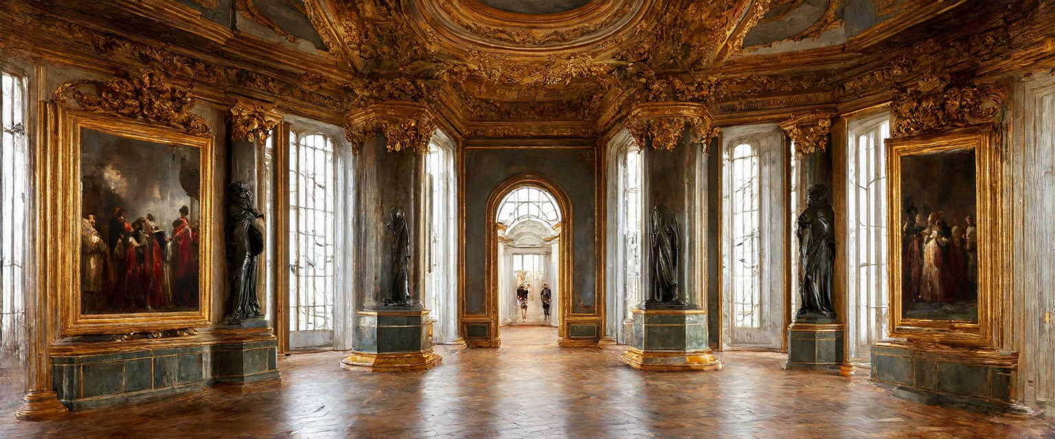 Prompt: Galleria Colonna, Rome, Italy

The Colonna Gallery is a magnificent palace and art gallery in the heart of Rome. Built in the 17th century, it is part of the palace complex of the Colonna family, one of the most influential and ancient aristocratic families in Italy.

The gallery displays masterpieces of Italian painting and sculpture, including works by such masters as Guercino, Bril and Guido Reni. Of particular note is the Hall of Mirrors, which is often compared to the Hall of Mirrors at the Palace of Versailles.