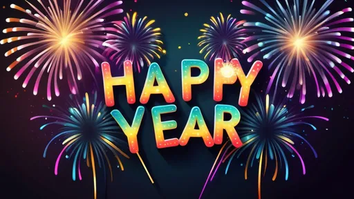 Prompt: (accurately spelled text "Happy New Year"), festive decoration, vibrant colors, sparkles, fireworks in the background, cheerful atmosphere, celebratory mood, elegant typography, dazzling lighting effects, New Year themed elements, high-quality design, modern aesthetic, ultra-detailed, dynamic composition, illuminated design elements, inviting vibe