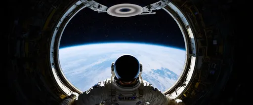 Prompt: An astronaut floats in zero gravity in the cockpit of a spaceship. The astronaut gazes out the window at the stunning sight of Saturn's rings. Sunlight catches the crystalline ice particles of the rings, creating a celestial spectacle. The astronaut is mesmerized by the dazzling display.