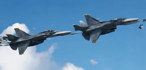 Prompt: (ultra-detailed) US Air Force F-16 Thunderbird airplanes, soaring in precision formation against a brilliant clear blue sky, showcasing dynamic angles and vibrant colors, symbolizing power and agility, clouds softly crafted in the background, highlighting the drama and excellence of flight, high-quality 4K rendering, capturing the essence of aviation performance.