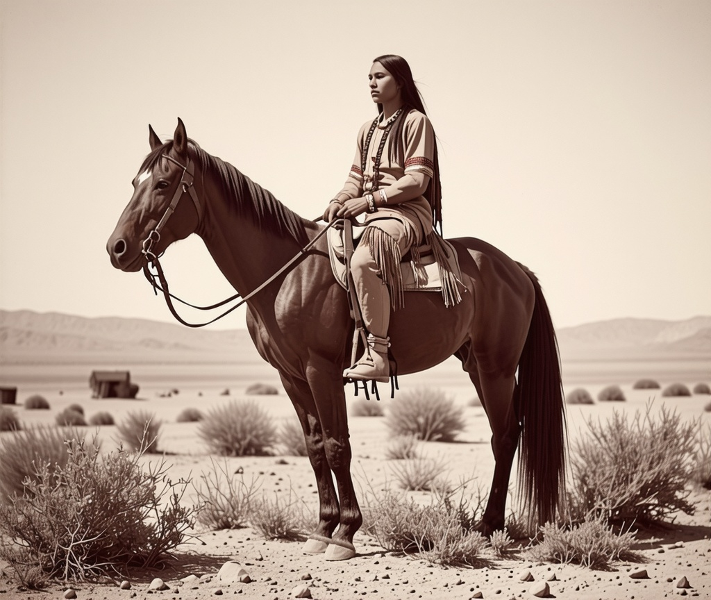 Prompt: The Utes call themselves the people of the horse. As the first unconquered tribe to obtain horses and livestock, they became respected warriors of the Southwest. The Utes quickly became known for their great horsemanship skills and were responsible for spreading horses among other tribes in the Plains, Plateau and the Great Basin. At one time every child growing up on the reservation knew how to ride a horse; it was a point of pride. Handling horses was both a tradition, a survival skill and a practical way of transportation. The horse and its essential role in the history, culture and economy of the Ute people are revealed in these historical photos from the museum’s permanent exhibit. They tell the stories of how the horse transformed Ute peoples from hunter-gatherers living in small family groups to tribes that moved at will over hundreds of miles, trading, hunting, raiding and growing stronger