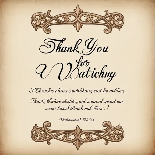 Prompt: "Thank you for watching", elegant medieval script