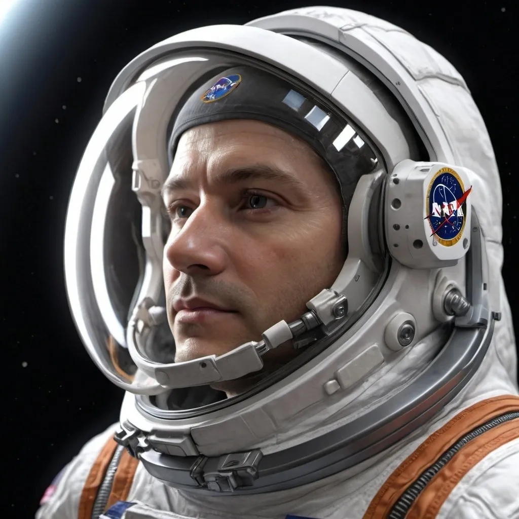 Prompt: astronaut in EVA spacesuit, close-up of head and shoulders, realistic materials, detailed reflections, high quality, photorealistic, EVA spacesuit, astronaut, close-up, detailed visor, realistic lighting, professional rendering, space theme, detailed textures, professional, detailed reflections, atmospheric lighting