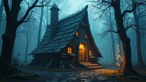 Prompt: (Baba Yaga), an old witch residing in a mystical forest. A whimsical hut on chicken legs, lifelike and sturdy, surrounded by shadowy, towering trees, and glowing wisps. The atmosphere feels mysterious and eerily enchanting, with cool, dim lighting enhancing the enchanting tones. Intricate details in the hut’s design showcase aged wood and rustic charm, set against a vivid, atmospheric background. (ultra-detailed) and (4K).