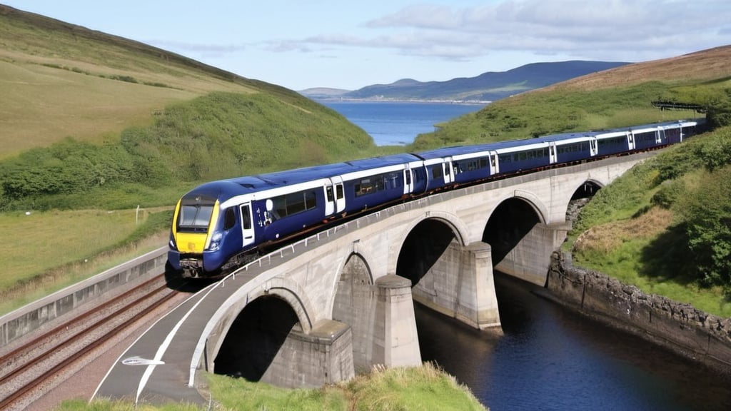 Prompt: Scotrail have today announced the re-opening of the Northern Line, traditionally only used during the summer months. The route, from Kirkcaldy to Dundee through the beautiful mountain region of Fifeshire, shaves hours off the coastal route.