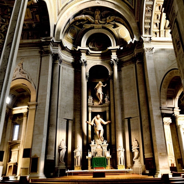 Prompt: Chiesa del Gesù, Rome, Italy

The Church of the Gesù in Rome, also known as the Chiesa del Gesù, is the mother church of the Jesuit order. Built between 1568 and 1584, it is famous for its magnificent Baroque interior and outstanding frescoes, including works by Giovanni Battista Gaulli. The main altar is decorated with intricate details and sculptures, and the ceiling of the church vault is striking with a picturesque depiction of the "Triumph of the Name of Jesus". The Church of Gesu is an important historical and architectural monument that attracts many tourists and pilgrims.

Wide open world 🌍🌎🌏