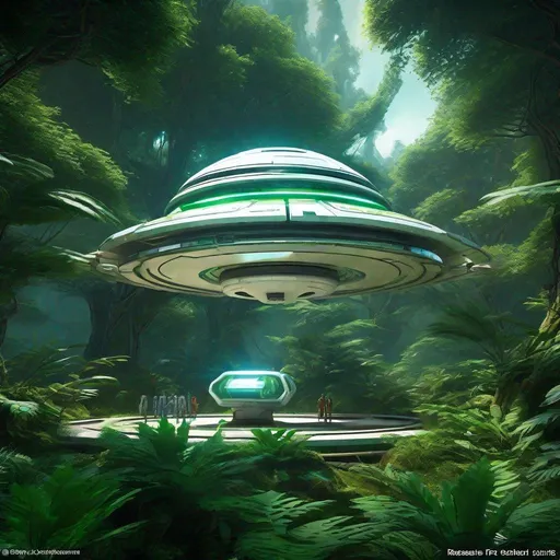 Prompt: Warp drive exploration of Tau Ceti 3, lush forest research station, indigenous culture observation, high-res, realistic, sci-fi, lush greenery, futuristic technology, alien civilization, detailed observation, human exploration, warp drive, research facility, advanced equipment, natural beauty, vibrant colors, scientific study, high-tech, futuristic, lush environment, detailed textures, realistic lighting