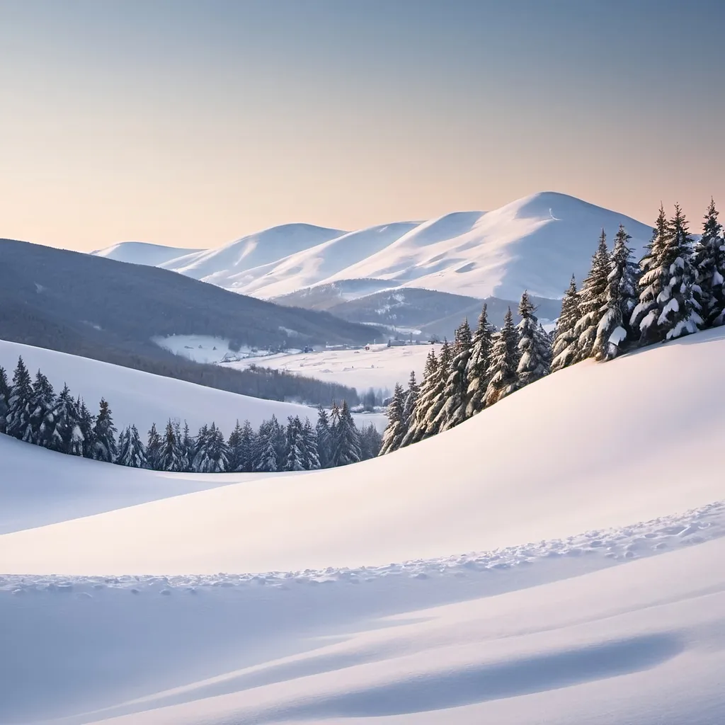 Prompt: a snowy hill background for  website
