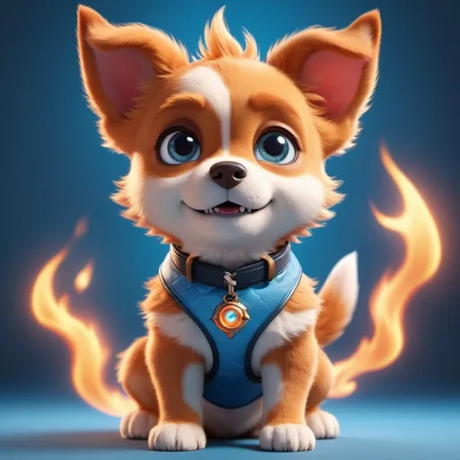 Prompt: A man made of fire, intricate heat distortion designs, elegant, highly detailed, sharp focus, art by Artgerm and Greg Rutkowski and WLOP

A happy, furry, A cute puppy with big eyes staring straight at your real 3D rendering, Pixar style, 32k, full body shot, light blue background