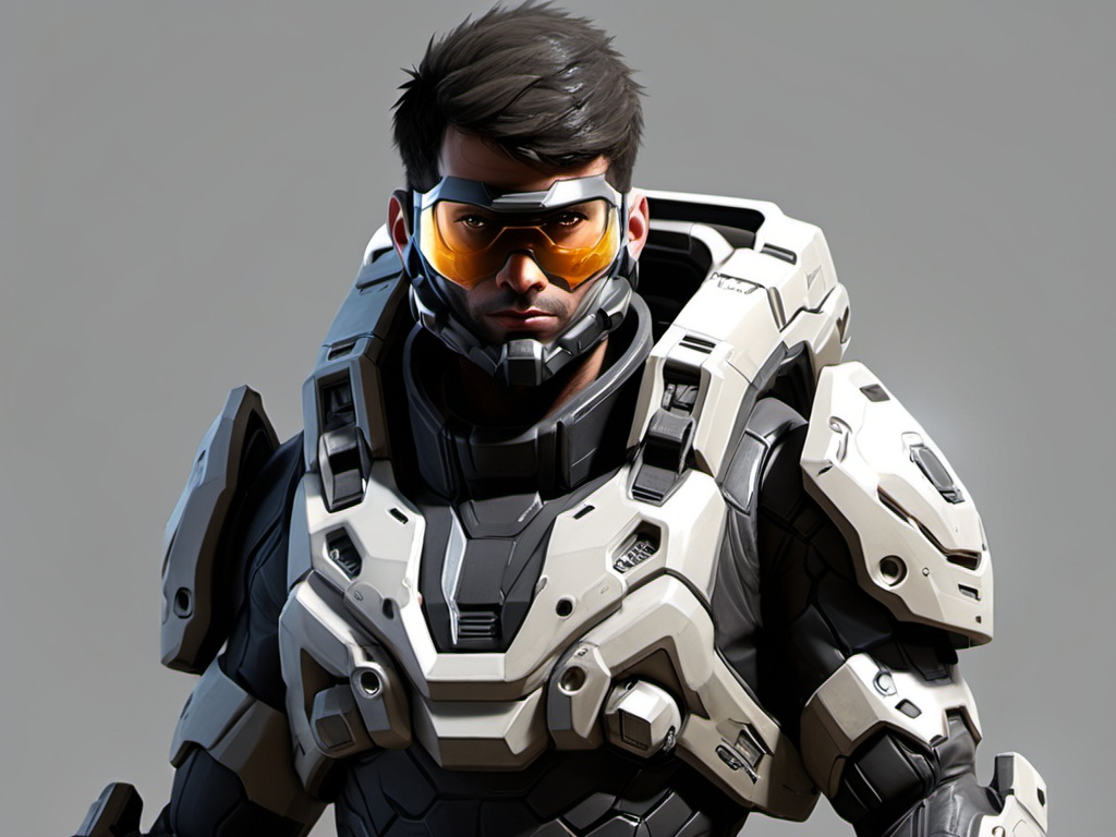Prompt: Sci-fi mercenary protagonist with halo 