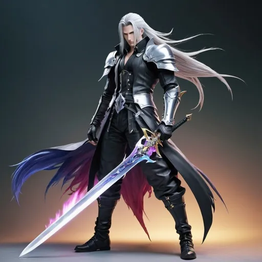Prompt: A colorful swordsman similar to final fantasy sephiroth