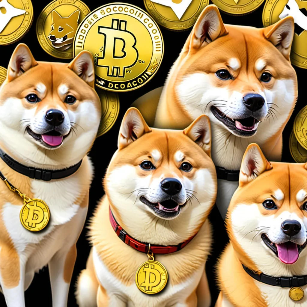 Prompt: dogecoin and shibacoin friends