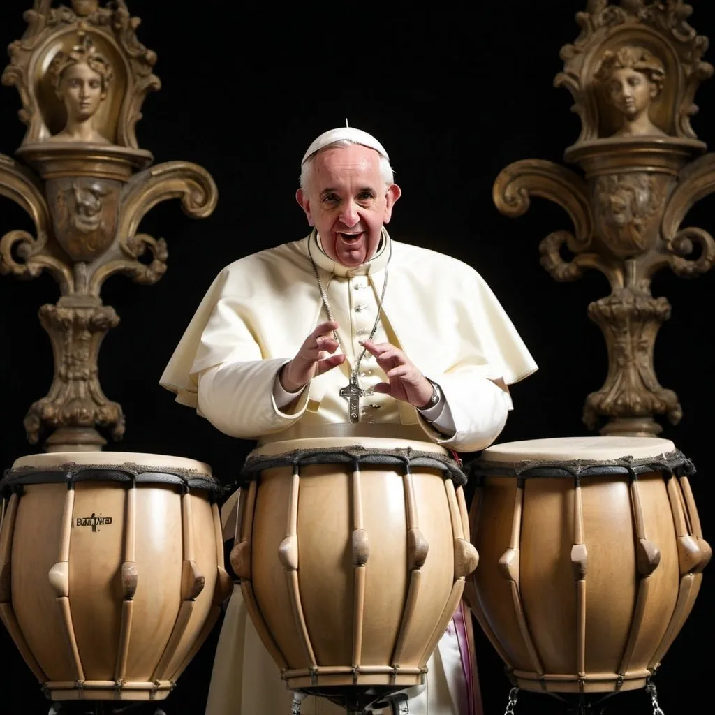 Prompt: pope on baroque drums

