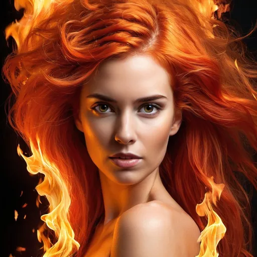 Prompt: book cover of woman with fire hair