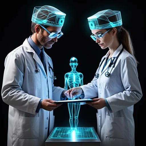 Prompt: Hologram doctors