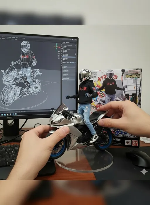 Prompt: There are two hands lifting the statue while turning it left and right after putting it back down.