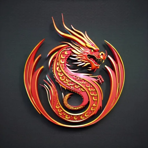 Prompt: chinese dragon 3d designing logo design