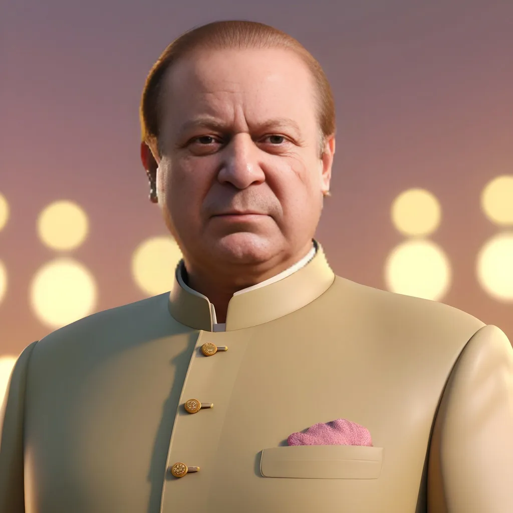 Prompt: 3d render detail image of Nawaz Sharif created by Artificial intelligence 