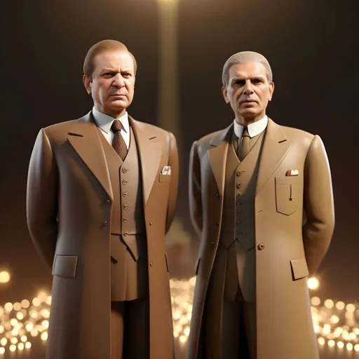 Prompt: A Portrait of Quaid e Azam Muhammad Ali Jinnah & Quaid Nawaz Sharif 